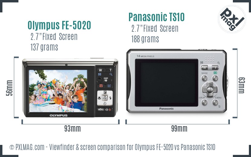 Olympus FE-5020 vs Panasonic TS10 Screen and Viewfinder comparison