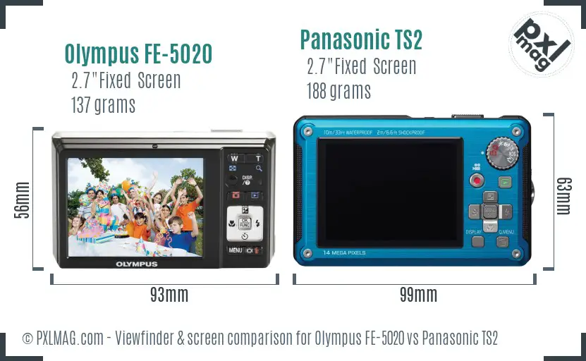 Olympus FE-5020 vs Panasonic TS2 Screen and Viewfinder comparison