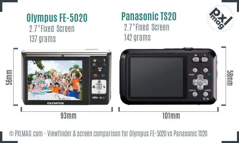 Olympus FE-5020 vs Panasonic TS20 Screen and Viewfinder comparison