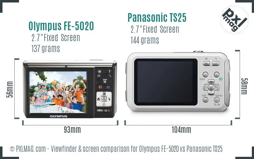 Olympus FE-5020 vs Panasonic TS25 Screen and Viewfinder comparison Olympus FE-5020 vs Panasonic TS25 Screen and Viewfinder comparison