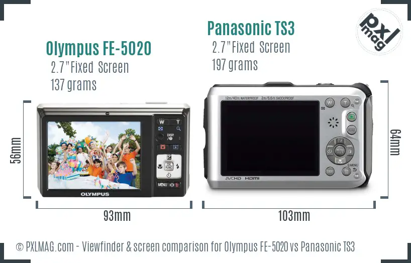 Olympus FE-5020 vs Panasonic TS3 Screen and Viewfinder comparison