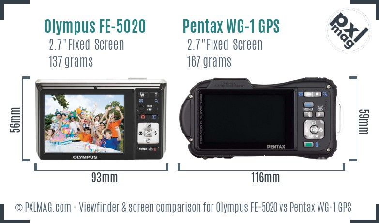 Olympus FE-5020 vs Pentax WG-1 GPS Screen and Viewfinder comparison