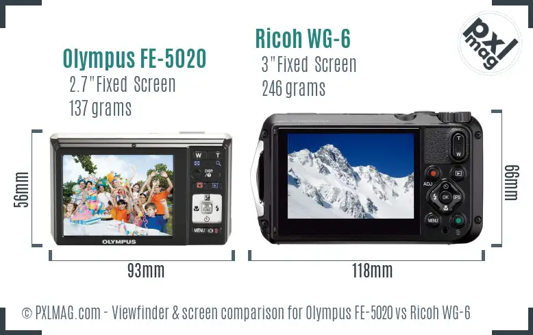 Olympus FE-5020 vs Ricoh WG-6 Screen and Viewfinder comparison