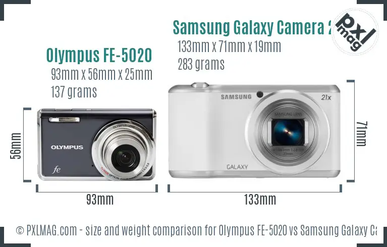 Olympus FE-5020 vs Samsung Galaxy Camera 2 size comparison Olympus FE-5020 vs Samsung Galaxy Camera 2 size comparison