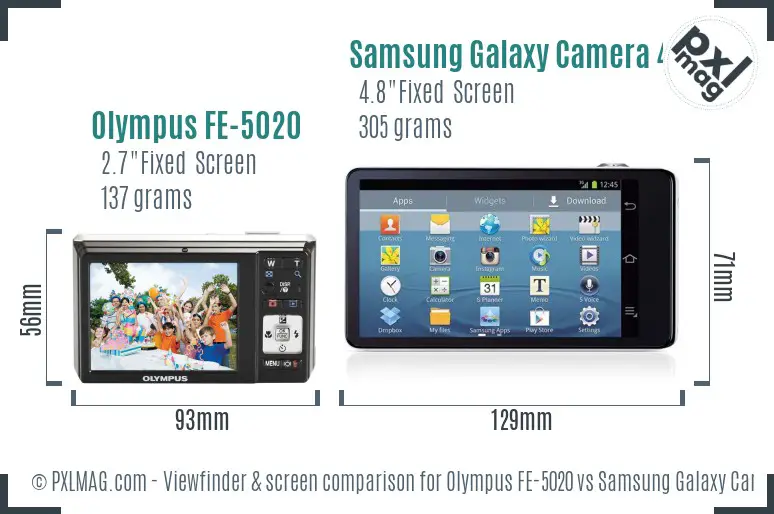 Olympus FE-5020 vs Samsung Galaxy Camera 4G Screen and Viewfinder comparison