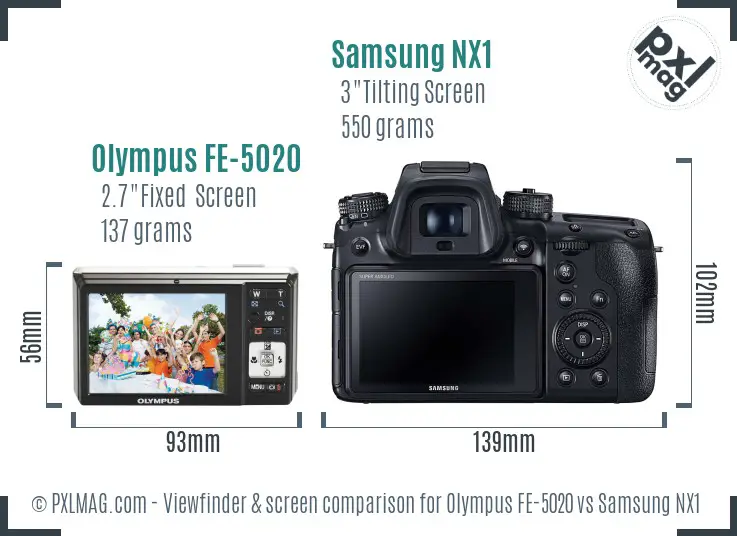 Olympus FE-5020 vs Samsung NX1 Screen and Viewfinder comparison