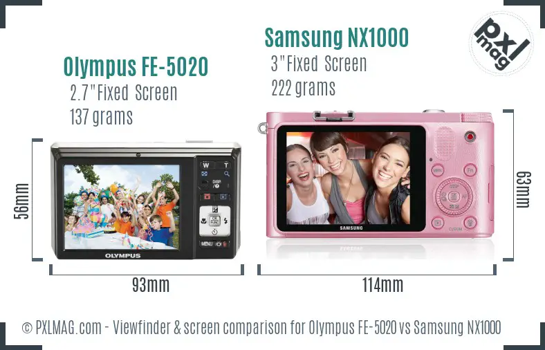 Olympus FE-5020 vs Samsung NX1000 Screen and Viewfinder comparison