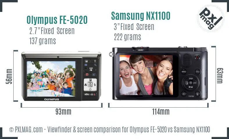 Olympus FE-5020 vs Samsung NX1100 Screen and Viewfinder comparison