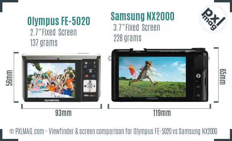 Olympus FE-5020 vs Samsung NX2000 Screen and Viewfinder comparison Olympus FE-5020 vs Samsung NX2000 Screen and Viewfinder comparison
