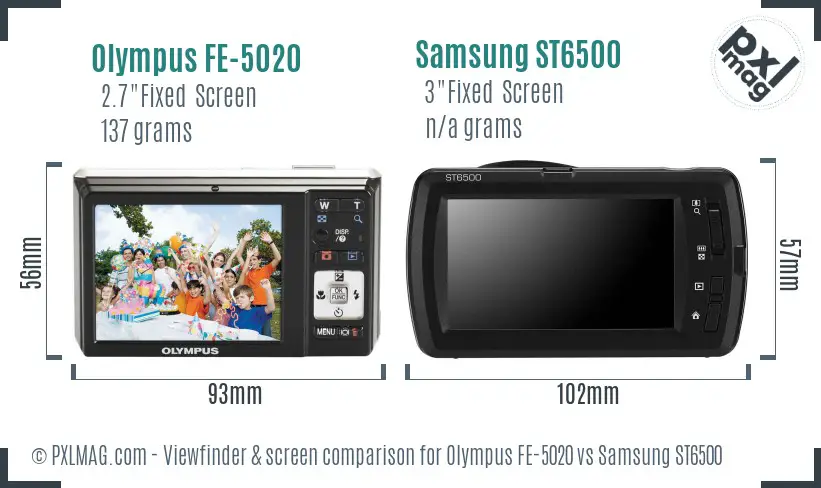Olympus FE-5020 vs Samsung ST6500 Screen and Viewfinder comparison Olympus FE-5020 vs Samsung ST6500 Screen and Viewfinder comparison