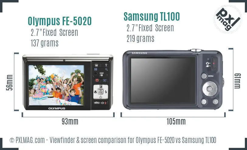 Olympus FE-5020 vs Samsung TL100 Screen and Viewfinder comparison Olympus FE-5020 vs Samsung TL100 Screen and Viewfinder comparison