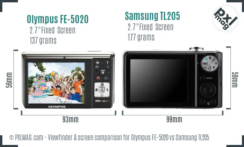 Olympus FE-5020 vs Samsung TL205 Screen and Viewfinder comparison Olympus FE-5020 vs Samsung TL205 Screen and Viewfinder comparison