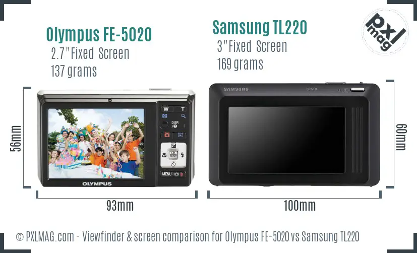 Olympus FE-5020 vs Samsung TL220 Screen and Viewfinder comparison