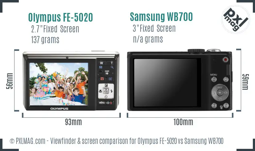 Olympus FE-5020 vs Samsung WB700 Screen and Viewfinder comparison