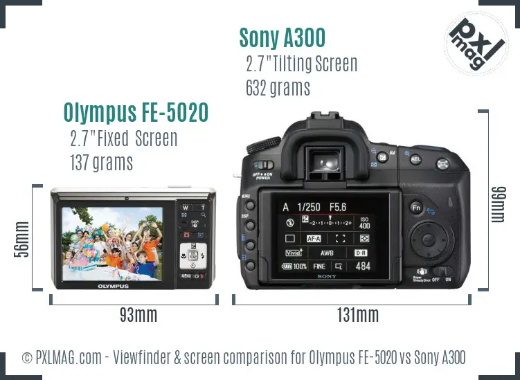 Olympus FE-5020 vs Sony A300 Screen and Viewfinder comparison