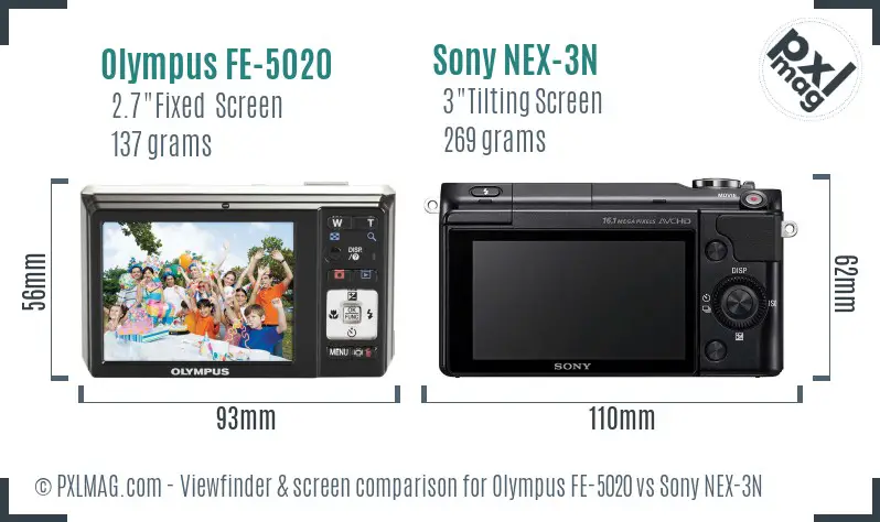 Olympus FE-5020 vs Sony NEX-3N Screen and Viewfinder comparison