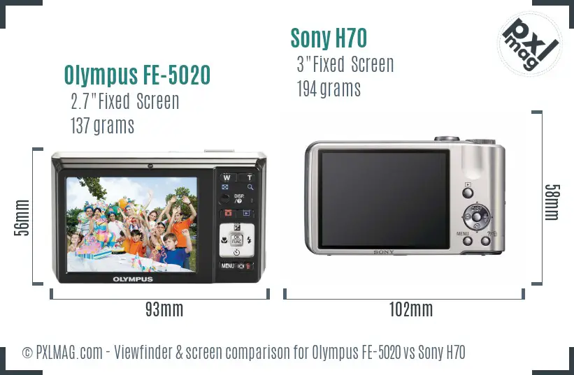 Olympus FE-5020 vs Sony H70 Screen and Viewfinder comparison