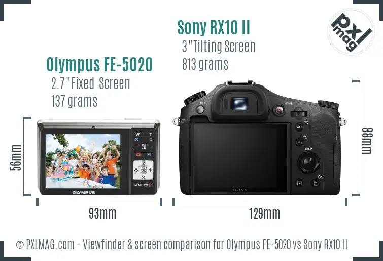 Olympus FE-5020 vs Sony RX10 II Screen and Viewfinder comparison