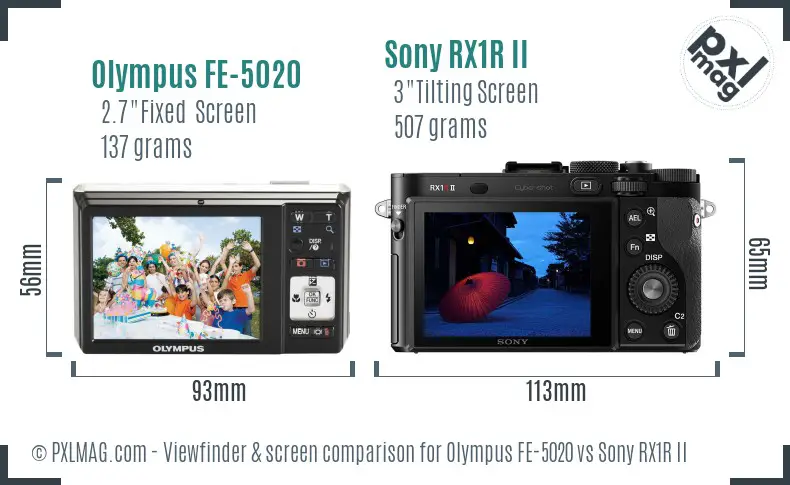 Olympus FE-5020 vs Sony RX1R II Screen and Viewfinder comparison Olympus FE-5020 vs Sony RX1R II Screen and Viewfinder comparison