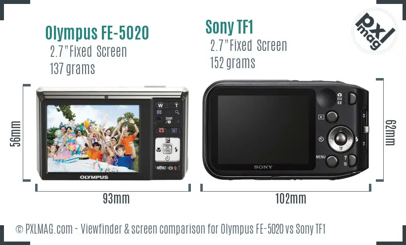 Olympus FE-5020 vs Sony TF1 Screen and Viewfinder comparison Olympus FE-5020 vs Sony TF1 Screen and Viewfinder comparison