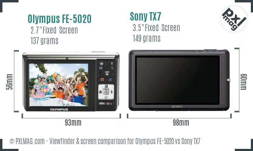 Olympus FE-5020 vs Sony TX7 Screen and Viewfinder comparison Olympus FE-5020 vs Sony TX7 Screen and Viewfinder comparison