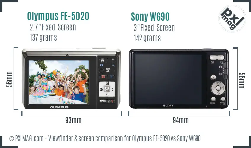 Olympus FE-5020 vs Sony W690 Screen and Viewfinder comparison