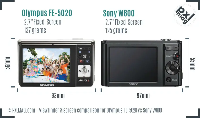 Olympus FE-5020 vs Sony W800 Screen and Viewfinder comparison