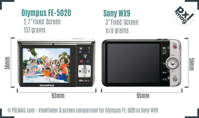 Olympus FE-5020 vs Sony WX9 Screen and Viewfinder comparison