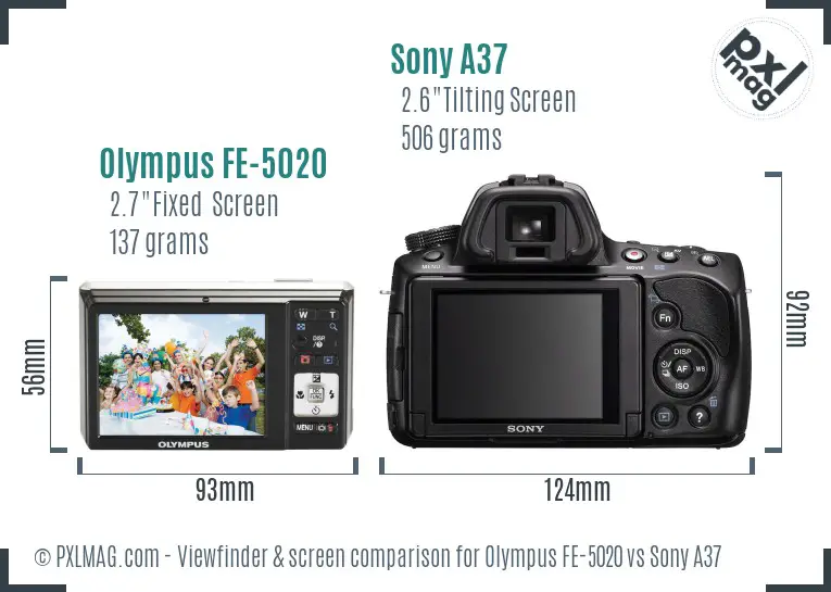 Olympus FE-5020 vs Sony A37 Screen and Viewfinder comparison Olympus FE-5020 vs Sony A37 Screen and Viewfinder comparison