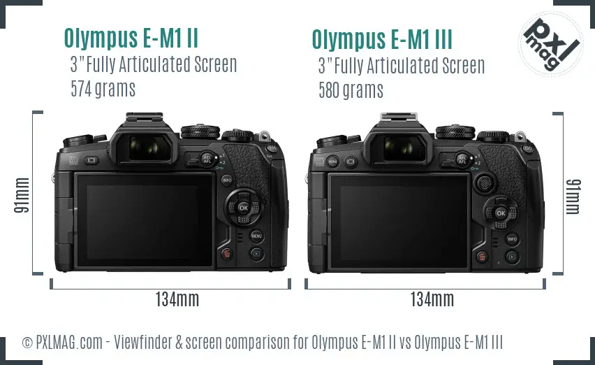 Olympus E-M1 II vs Olympus E-M1 III Screen and Viewfinder comparison