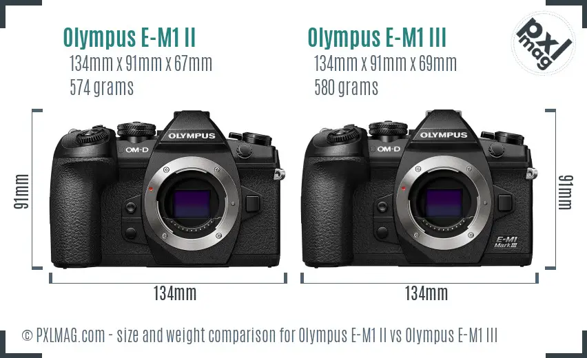 Olympus E-M1 II vs Olympus E-M1 III size comparison