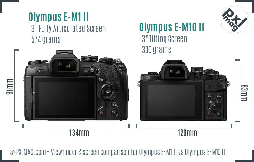 Olympus E-M1 II vs Olympus E-M10 II Screen and Viewfinder comparison