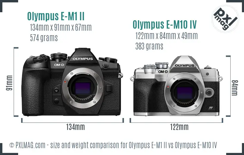 Olympus E-M1 II vs Olympus E-M10 IV size comparison