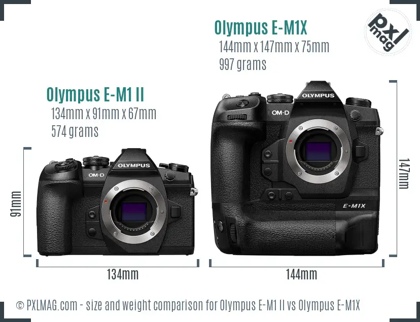 Olympus E-M1 II vs Olympus E-M1X size comparison