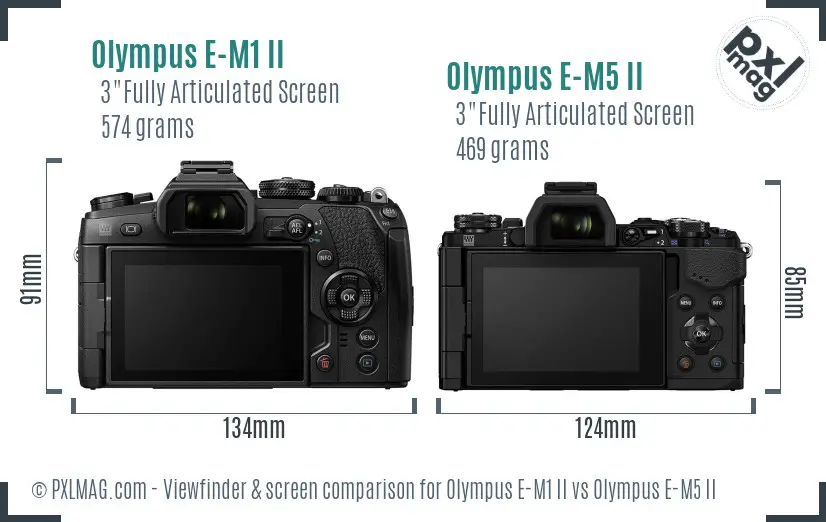 Olympus E-M1 II vs Olympus E-M5 II Screen and Viewfinder comparison