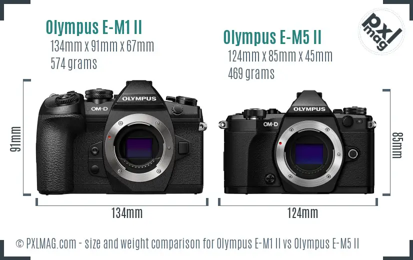 Olympus E-M1 II vs Olympus E-M5 II size comparison