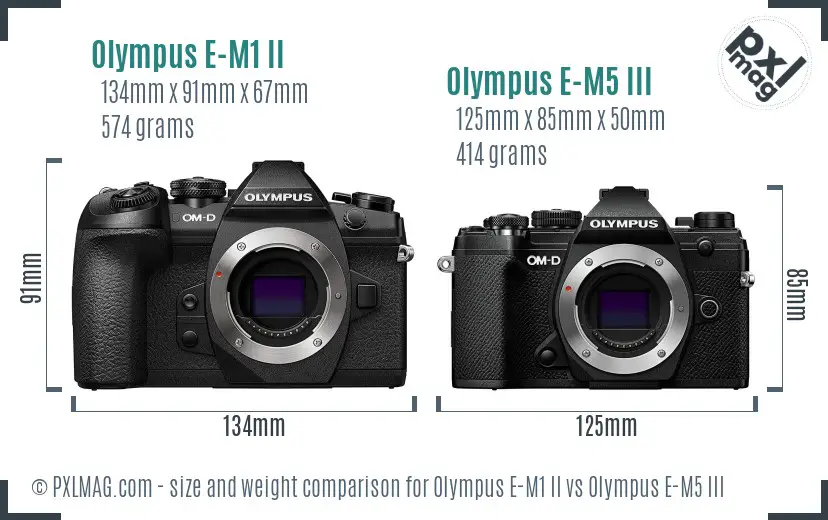 Olympus E-M1 II vs Olympus E-M5 III size comparison
