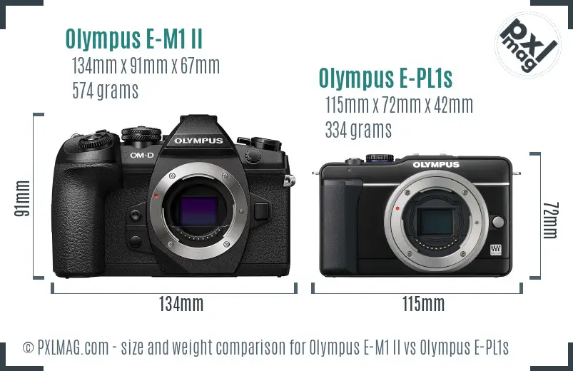 Olympus E-M1 II vs Olympus E-PL1s size comparison