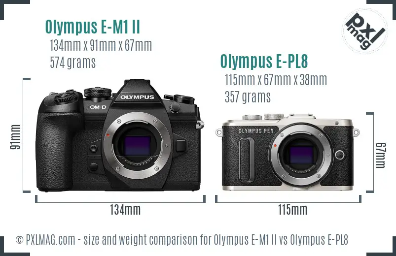 Olympus E-M1 II vs Olympus E-PL8 size comparison