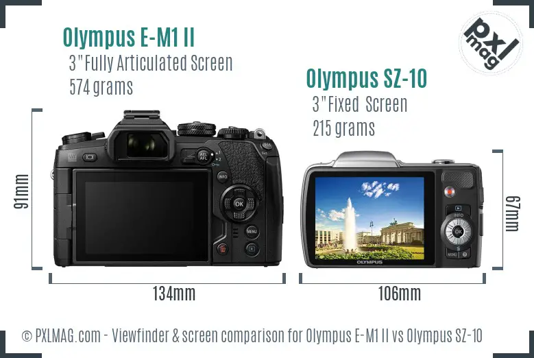 Olympus E-M1 II vs Olympus SZ-10 Screen and Viewfinder comparison