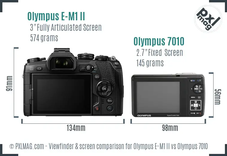 Olympus E-M1 II vs Olympus 7010 Screen and Viewfinder comparison