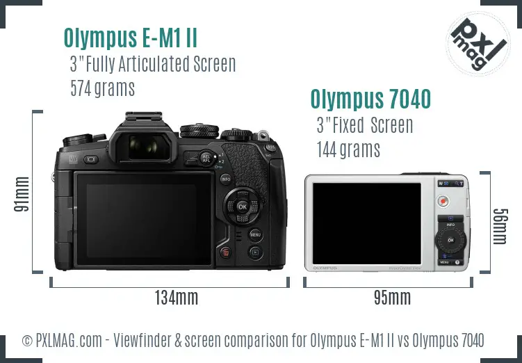 Olympus E-M1 II vs Olympus 7040 Screen and Viewfinder comparison