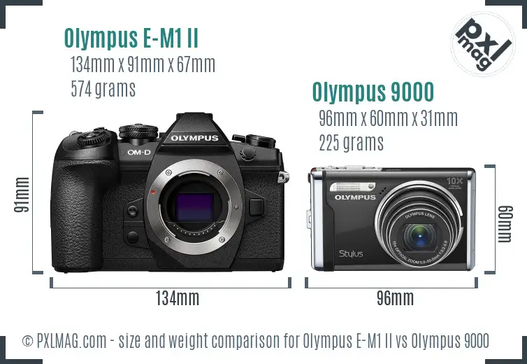 Olympus E-M1 II vs Olympus 9000 size comparison