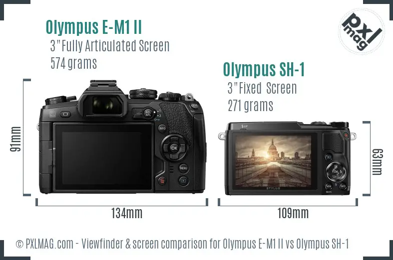 Olympus E-M1 II vs Olympus SH-1 Screen and Viewfinder comparison