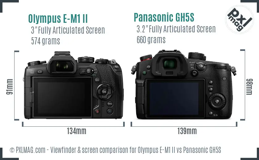 Olympus E-M1 II vs Panasonic GH5S Screen and Viewfinder comparison