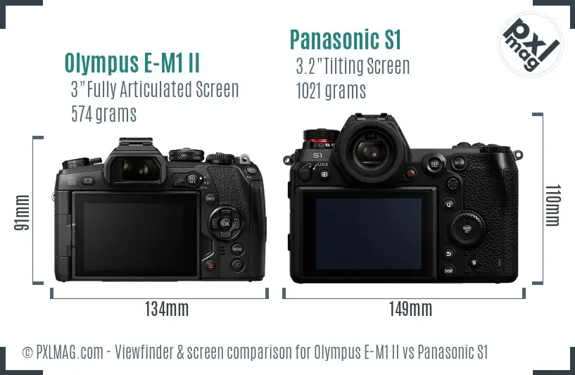 Olympus E-M1 II vs Panasonic S1 Screen and Viewfinder comparison