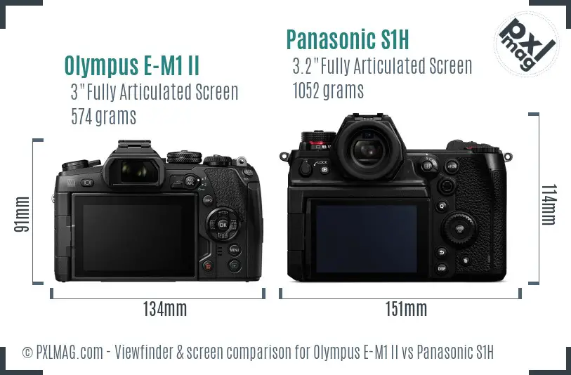 Olympus E-M1 II vs Panasonic S1H Screen and Viewfinder comparison