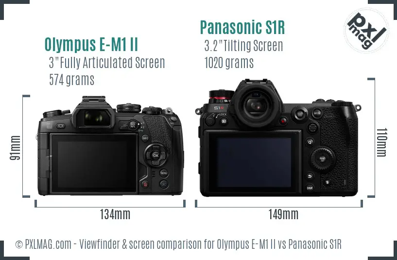 Olympus E-M1 II vs Panasonic S1R Screen and Viewfinder comparison