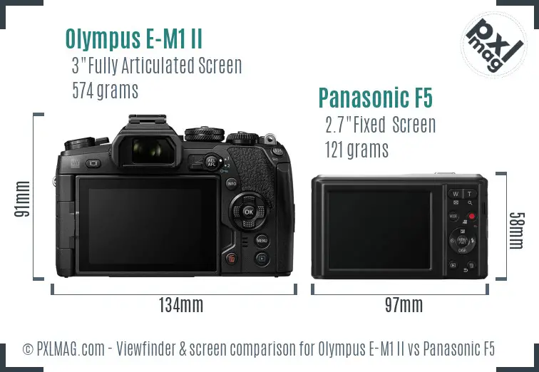 Olympus E-M1 II vs Panasonic F5 Screen and Viewfinder comparison