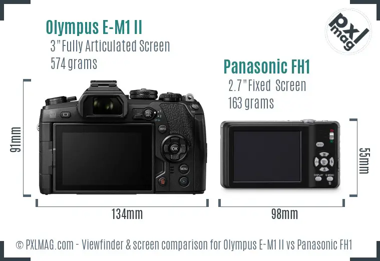 Olympus E-M1 II vs Panasonic FH1 Screen and Viewfinder comparison